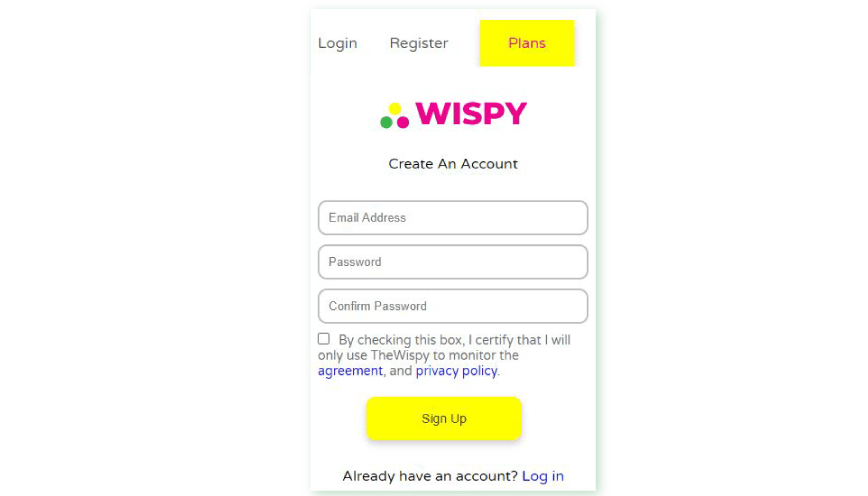 Le guide d'installation de TheWiSpy signup