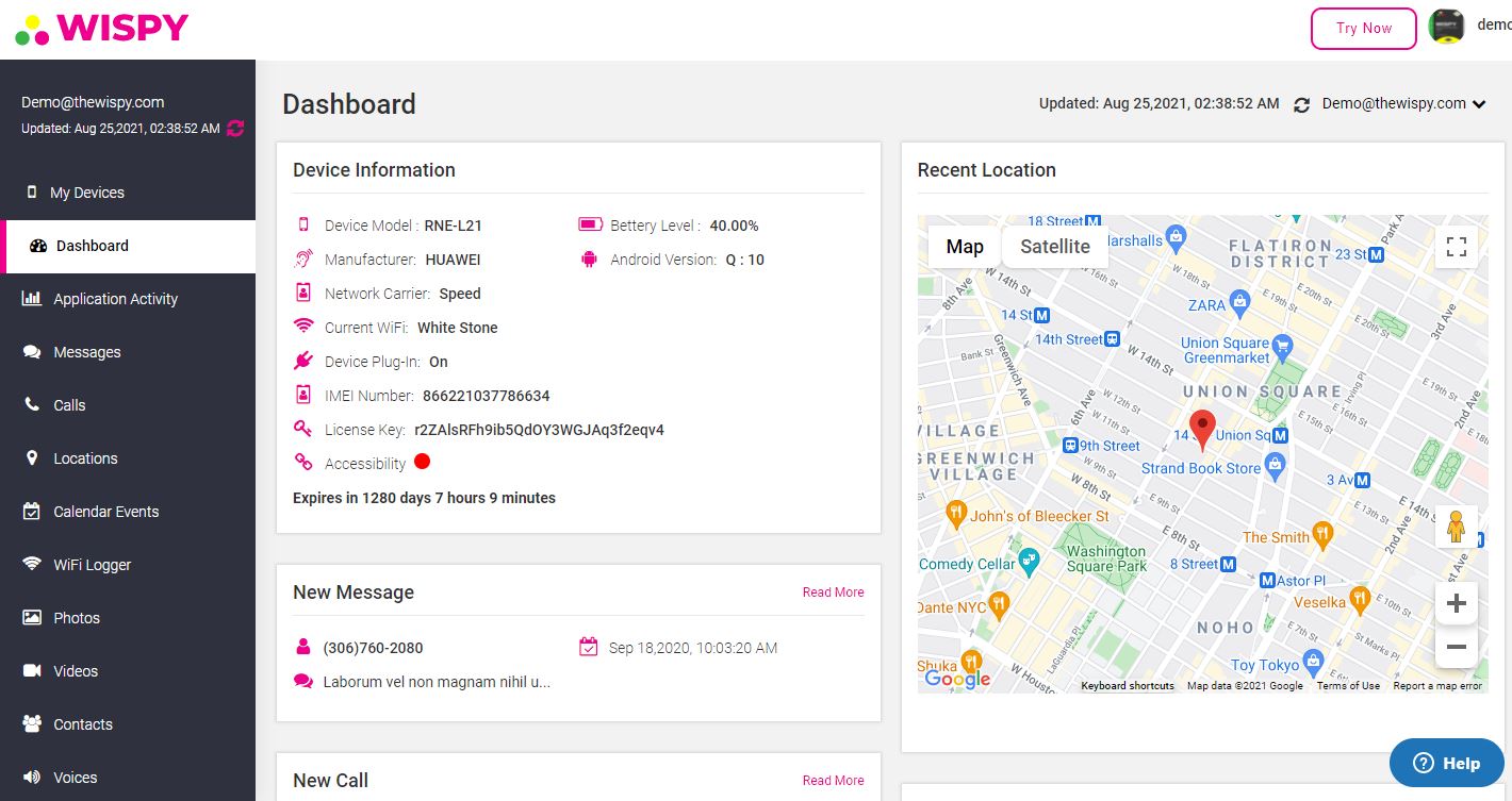 Log into TheWiSpy Dashboard